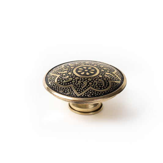 Brass Engraved Round Knob