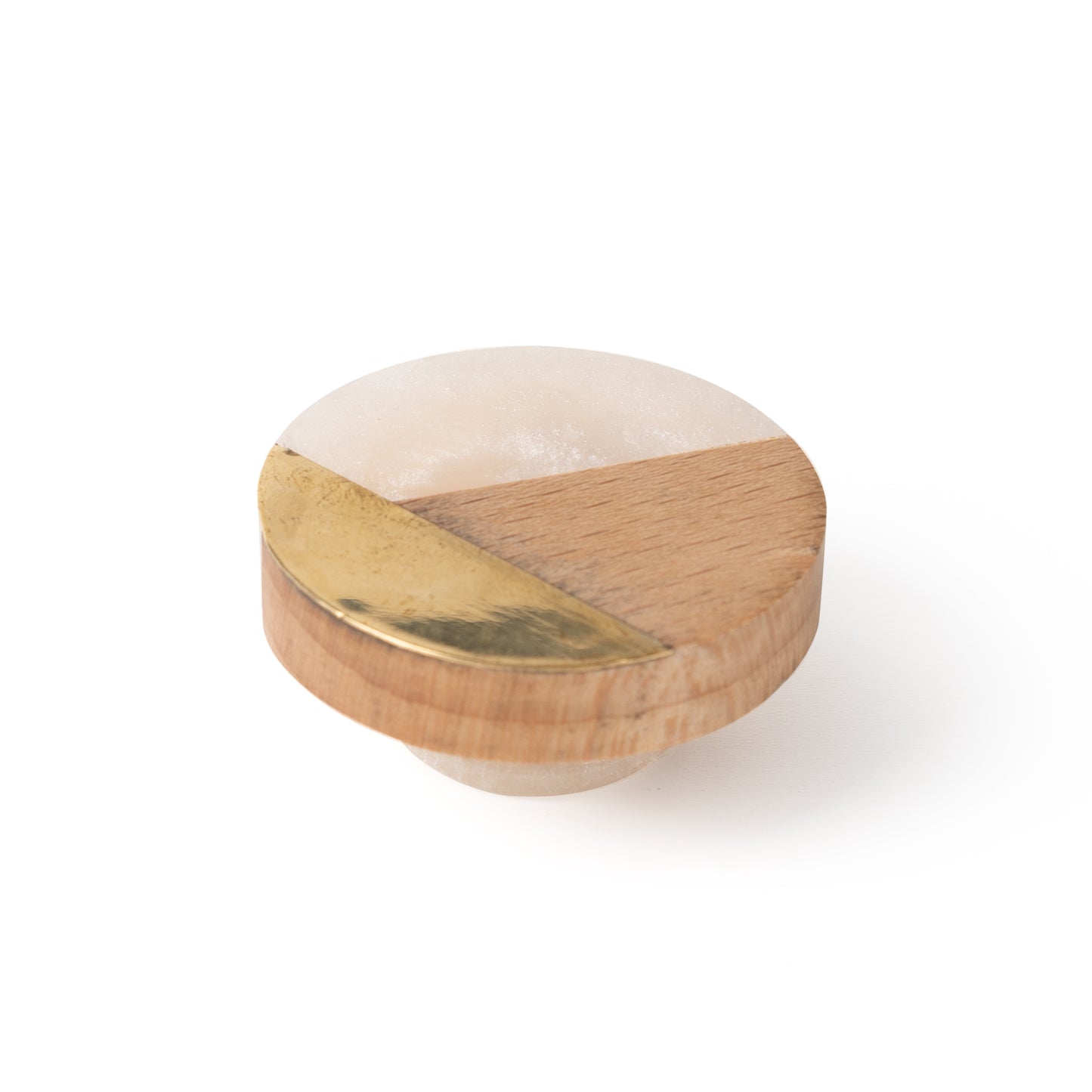 Wood - Brass Round Knob