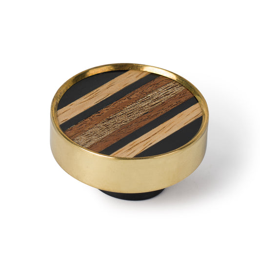 Brass Striped Inlay Round Knob