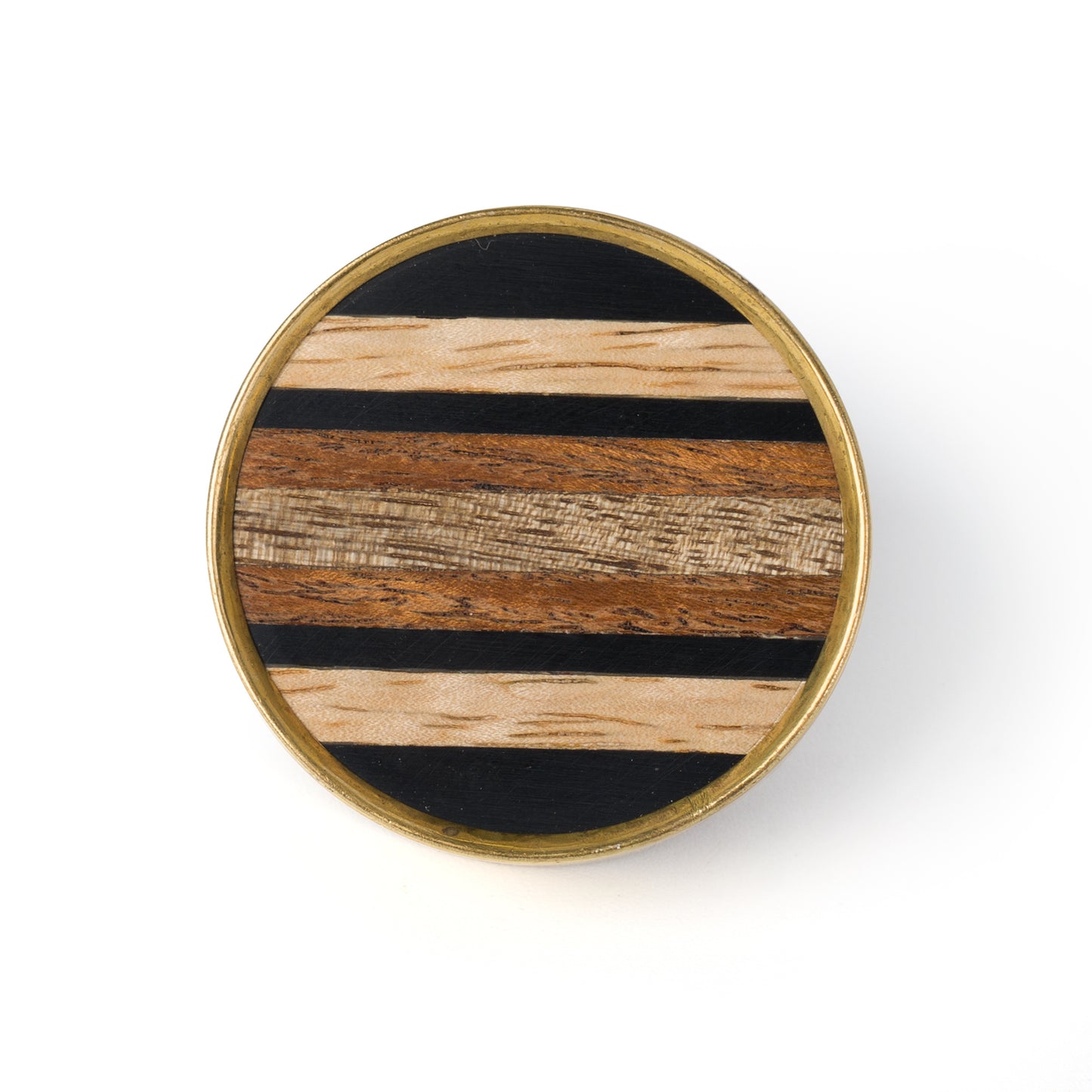 Brass Striped Inlay Round Knob
